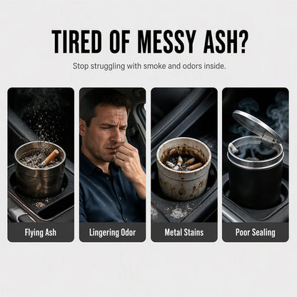 Rotating Car Ashtray with Ceramic Inner Liner 🚗🗑️