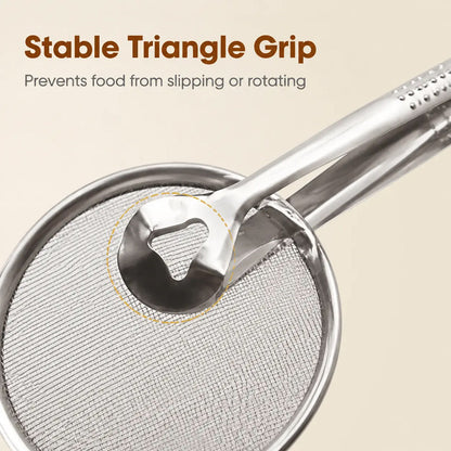 2-in-1 Stainless Steel Oil Frying Strainer Tongs