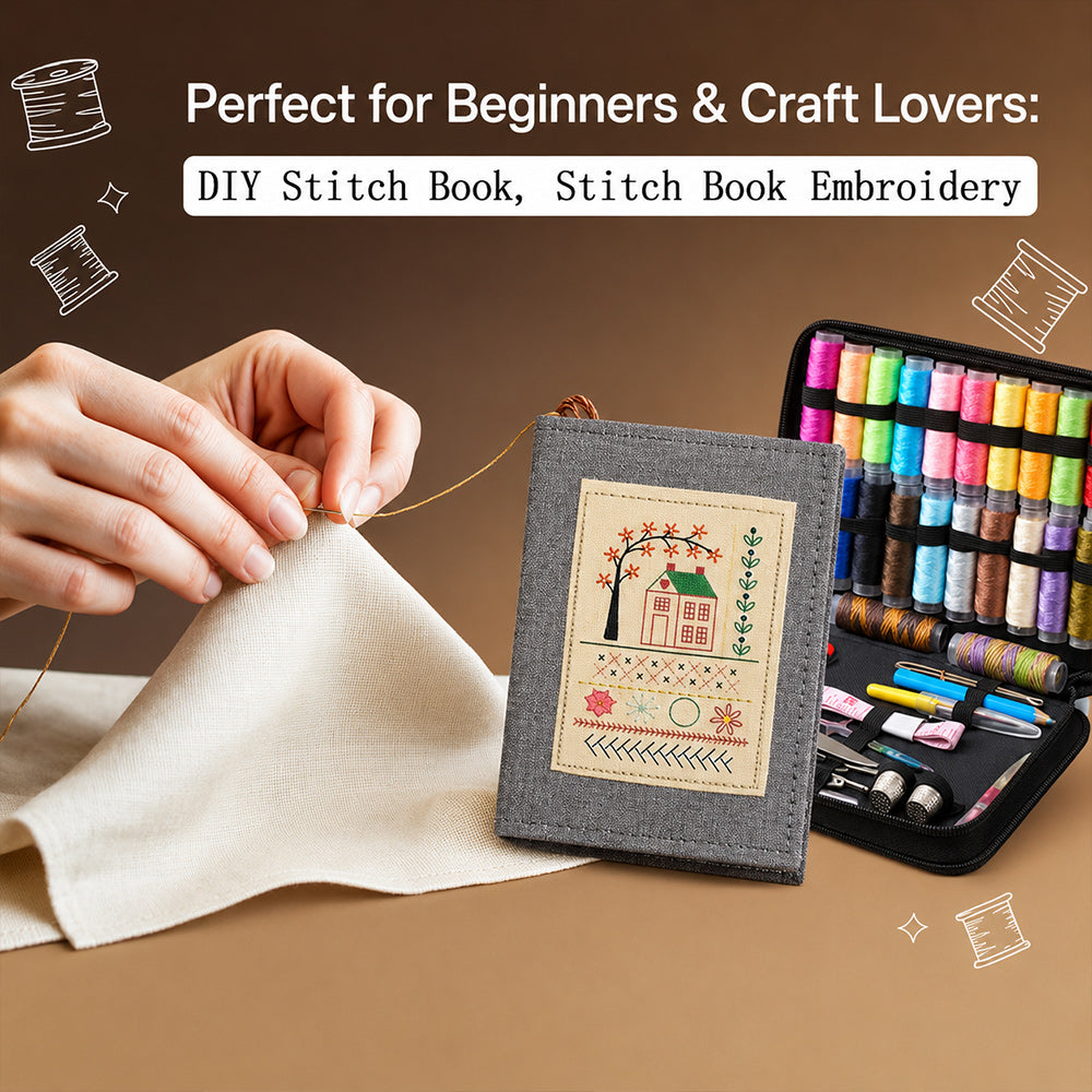 🧵 All-in-One Embroidery Stitch Book & 87-Piece Sewing Kit ✨