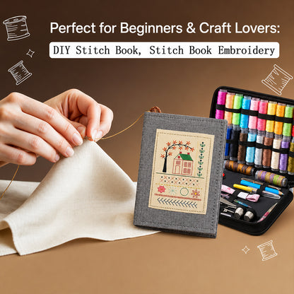 🧵 All-in-One Embroidery Stitch Book & 87-Piece Sewing Kit ✨