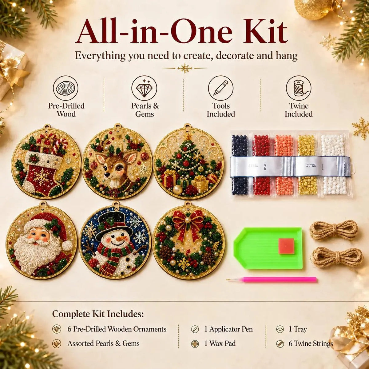 🎄Christmas DIY Diamond Painting Ornaments Kit, Xmas Tree Hanging Pendant🎁