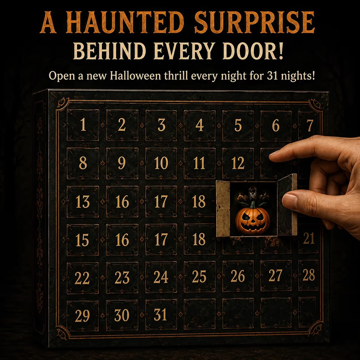 🎉🎃 Nights of Fright Halloween Countdown Box | Unique Mini Figurines, Hanging Charms & Spooky Collectibles 👻✨