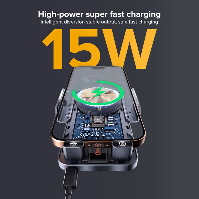 Smart 2-In-1 Auto-Rotating Car Phone Holder & Wireless Charger
