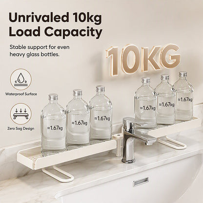 No-Drill Folding Bathroom Sink Storage Rack – Faucet-Mounted Organizer for Cosmetics & Toiletries