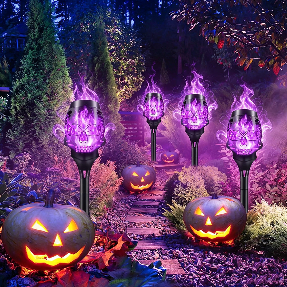 Halloween Solar Skull Flame Lights