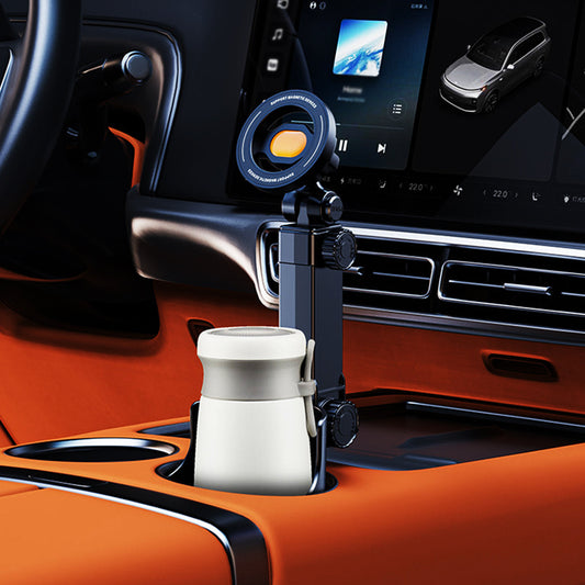 Car Cup Holder Phone Mount – 360° Adjustable, Strong N52 Magnet, One-Hand Operation, Fits All Phones
