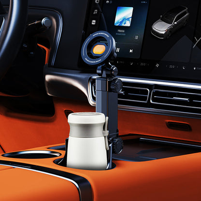 Car Cup Holder Phone Mount – 360° Adjustable, Strong N52 Magnet, One-Hand Operation, Fits All Phones