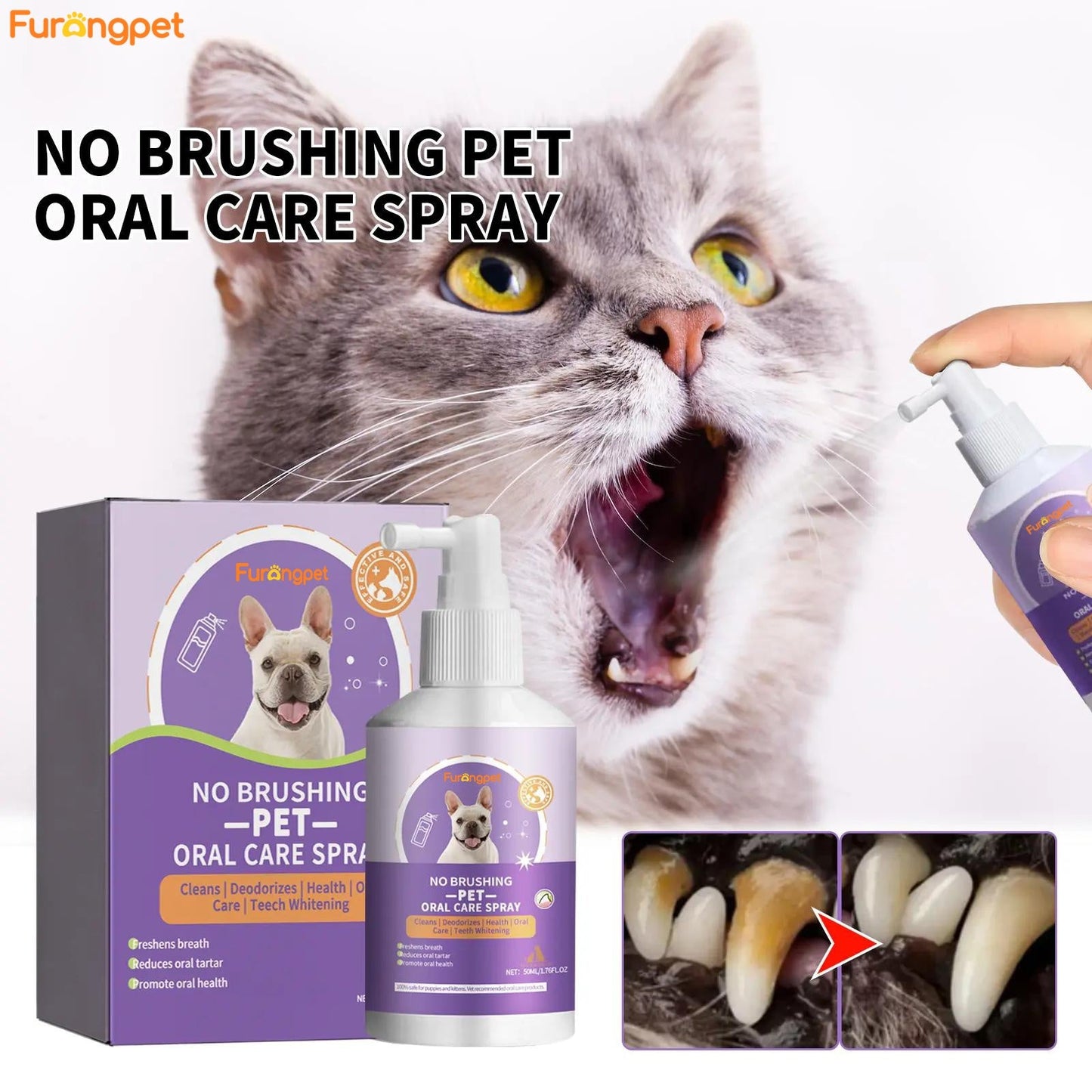 Furongpet™ Pet Dental Care Spray – Dental Care & Fresh Breath