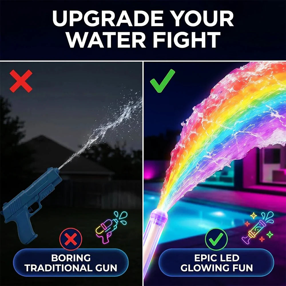 ✨Magical Glowing Rainbow LED Water Blaster – Ultimate Summer Fun 🌈