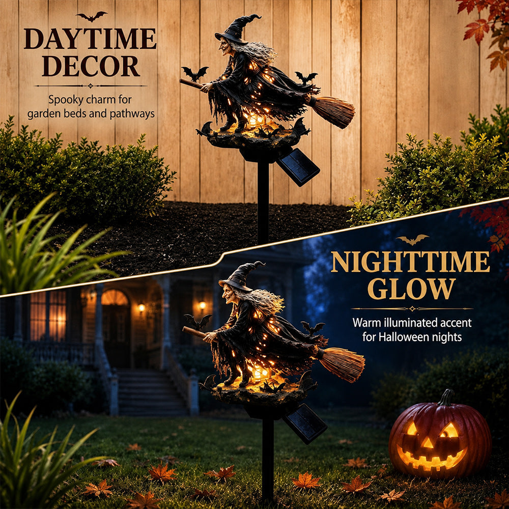 Halloween Witch Broom Solar Light