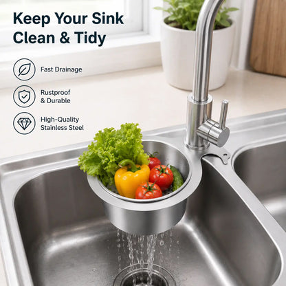 🧺 Stainless Steel Sink Drain Basket – Hanging Kitchen Organizer