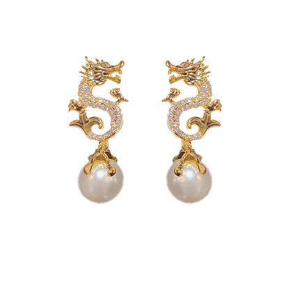 Dragon Hanging Bead Earrings