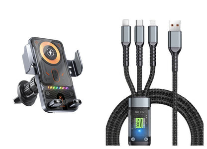 Smart 2-In-1 Auto-Rotating Car Phone Holder & Wireless Charger