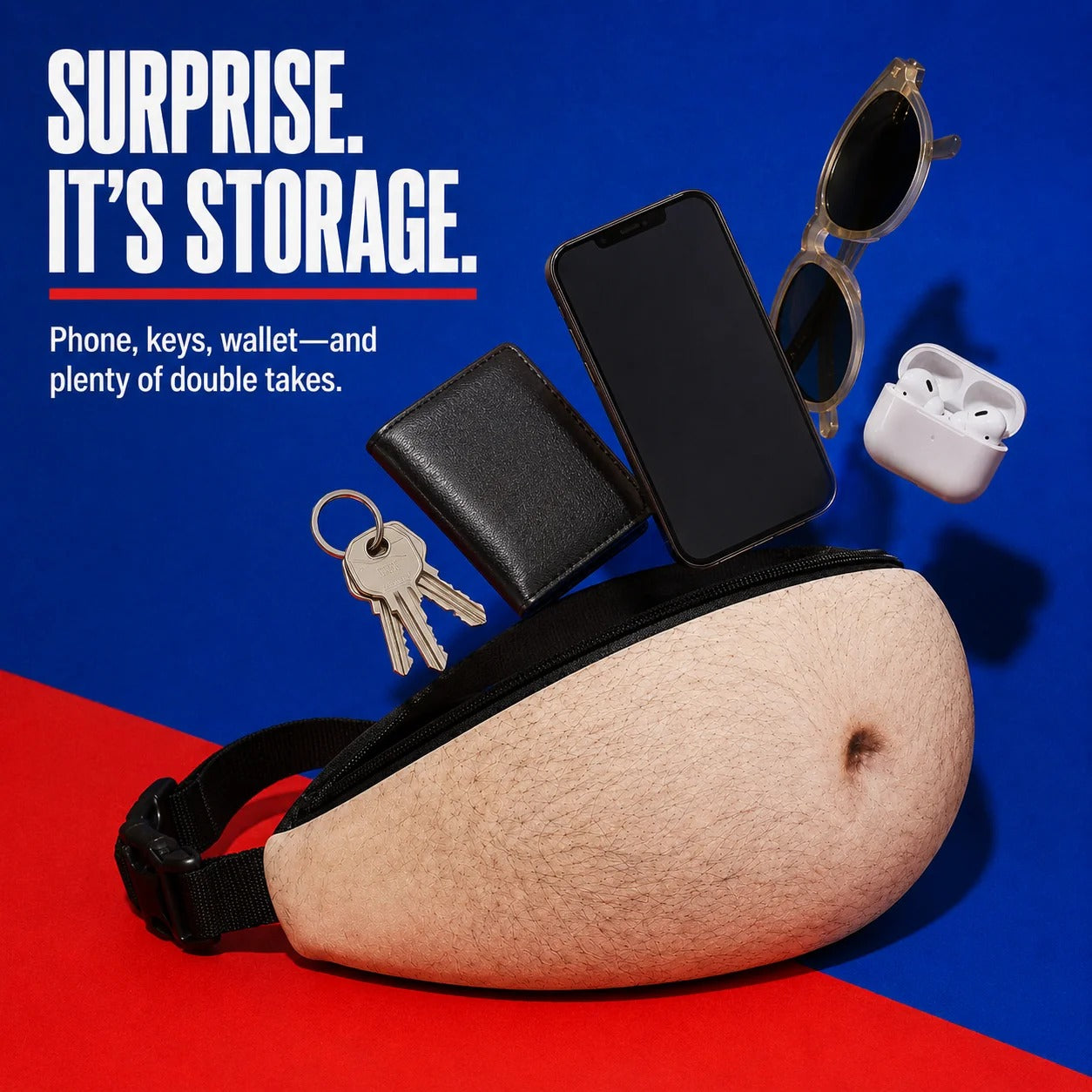 🎒Ultra-Realistic Beer Belly Fanny Pack - Funny Dad Bod Waist Bag