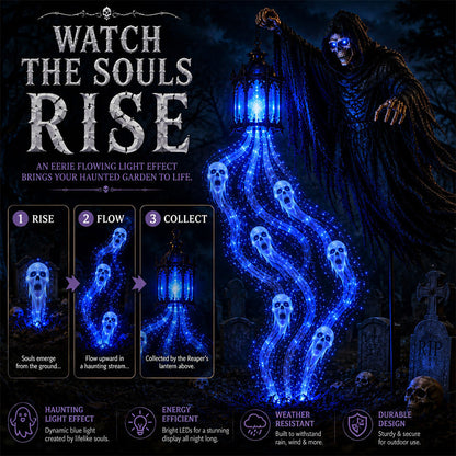 💀 Spooky Animated Grim Reaper Halloween Light – Easy-Setup Haunted Décor 🎃