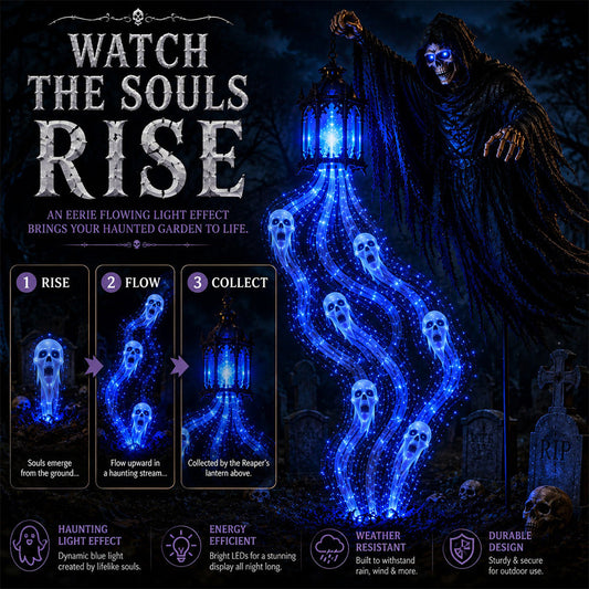 💀 Spooky Animated Grim Reaper Halloween Light – Easy-Setup Haunted Décor 🎃