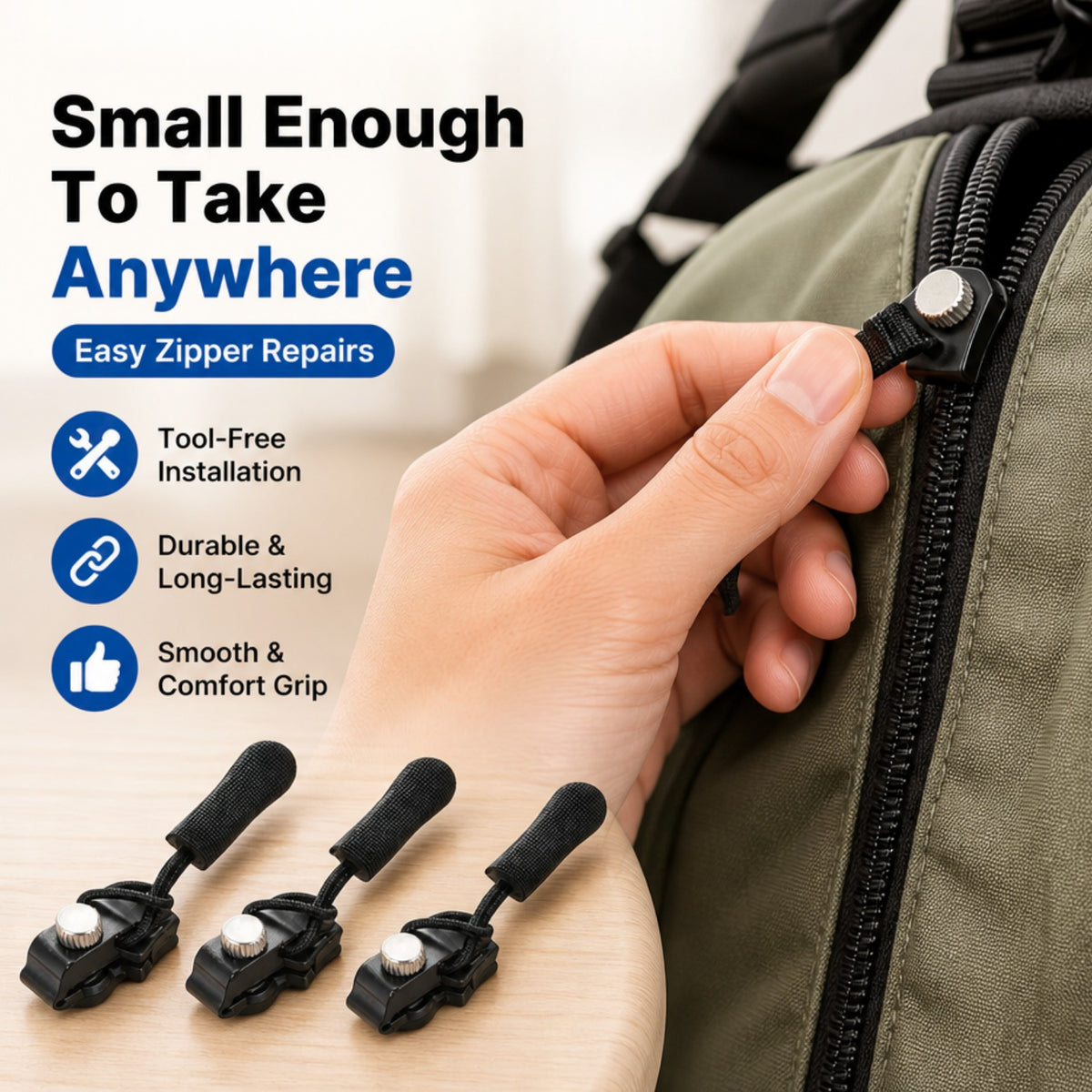 Zipper Slider 5Pcs 🧰 | Instant No-Sew Zipper Repair Replacement