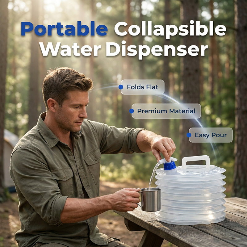 Space-Saving Foldable Water Vessel with Dispensing Spigot
