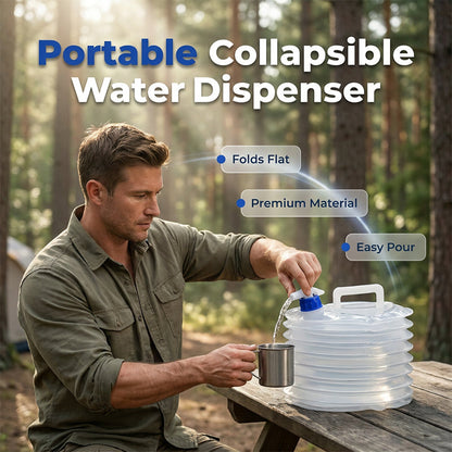Space-Saving Foldable Water Vessel with Dispensing Spigot