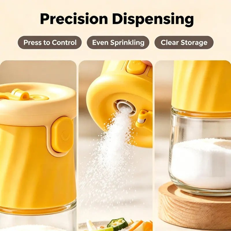 2-in-1 Quantitative Glass Salt Shaker, Press Control Dual Mode Seasoning Dispenser 🧂