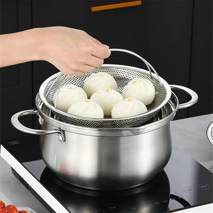 🥘Food‑Grade Stainless Steel Steamer Basket with Support Rack