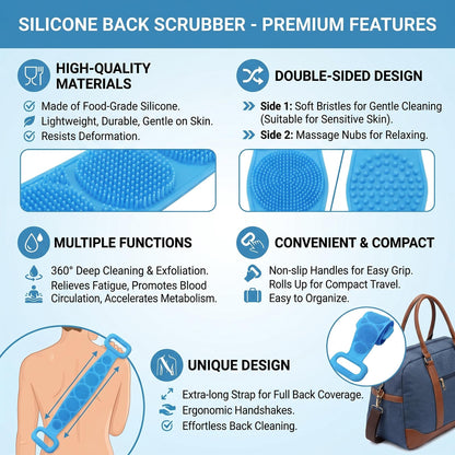 🛁 2-in-1 Double-Sided Silicone Back Scrubber