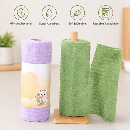 🧽Tearable Reusable Cleaning Cloth Roll – Washable Absorbent Towels for Kitchen & Home