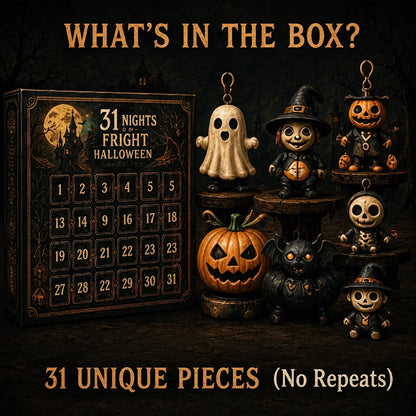 🎉🎃 Nights of Fright Halloween Countdown Box | Unique Mini Figurines, Hanging Charms & Spooky Collectibles 👻✨