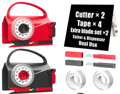 2-in-1 Gift Wrap Cutter & Tape Dispenser with Replacement Blades