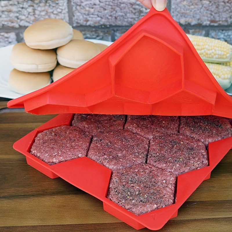 🍔 8-In-1 Silicone Burger Patty Maker, Non-Stick Mold, Dishwasher Safe