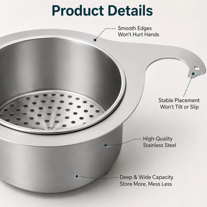 🧺 Stainless Steel Sink Drain Basket – Hanging Kitchen Organizer