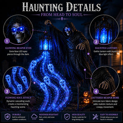 💀 Spooky Animated Grim Reaper Halloween Light – Easy-Setup Haunted Décor 🎃
