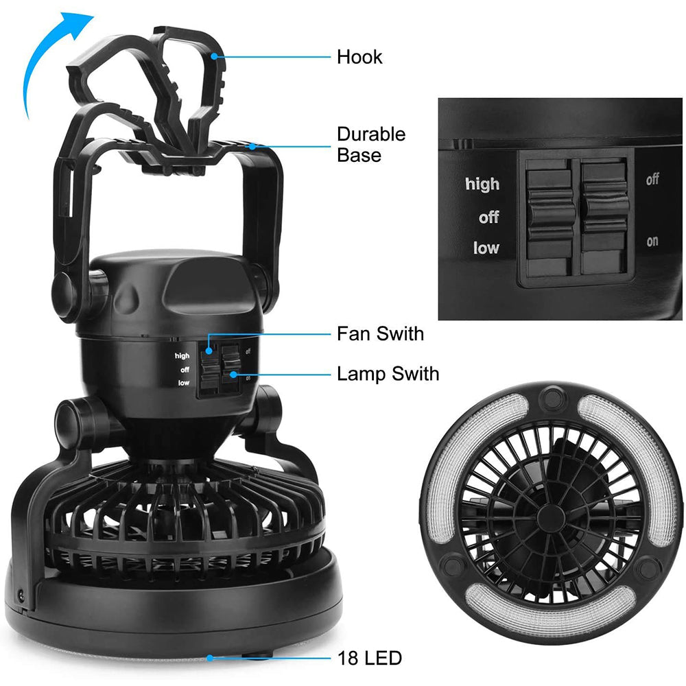 Portable LED Camping Lantern with Ceiling Fan