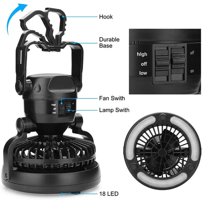 Portable LED Camping Lantern with Ceiling Fan