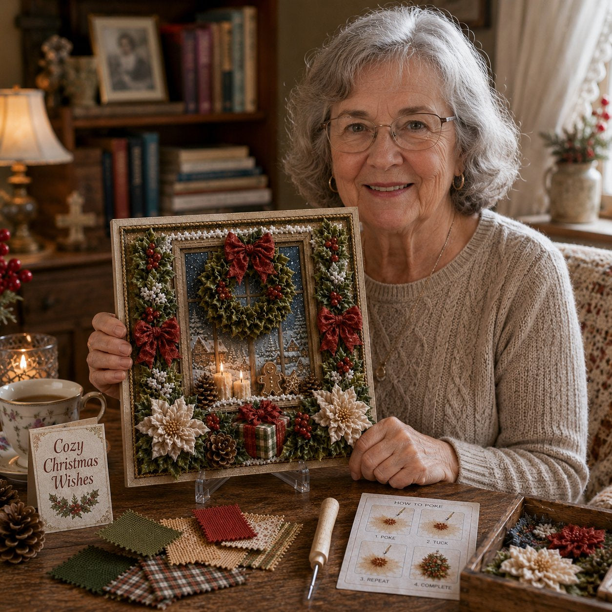 🎅🎄 Premium 3D Christmas Fabric Poke Art Kit | No‑Sew Holiday Craft Set✨