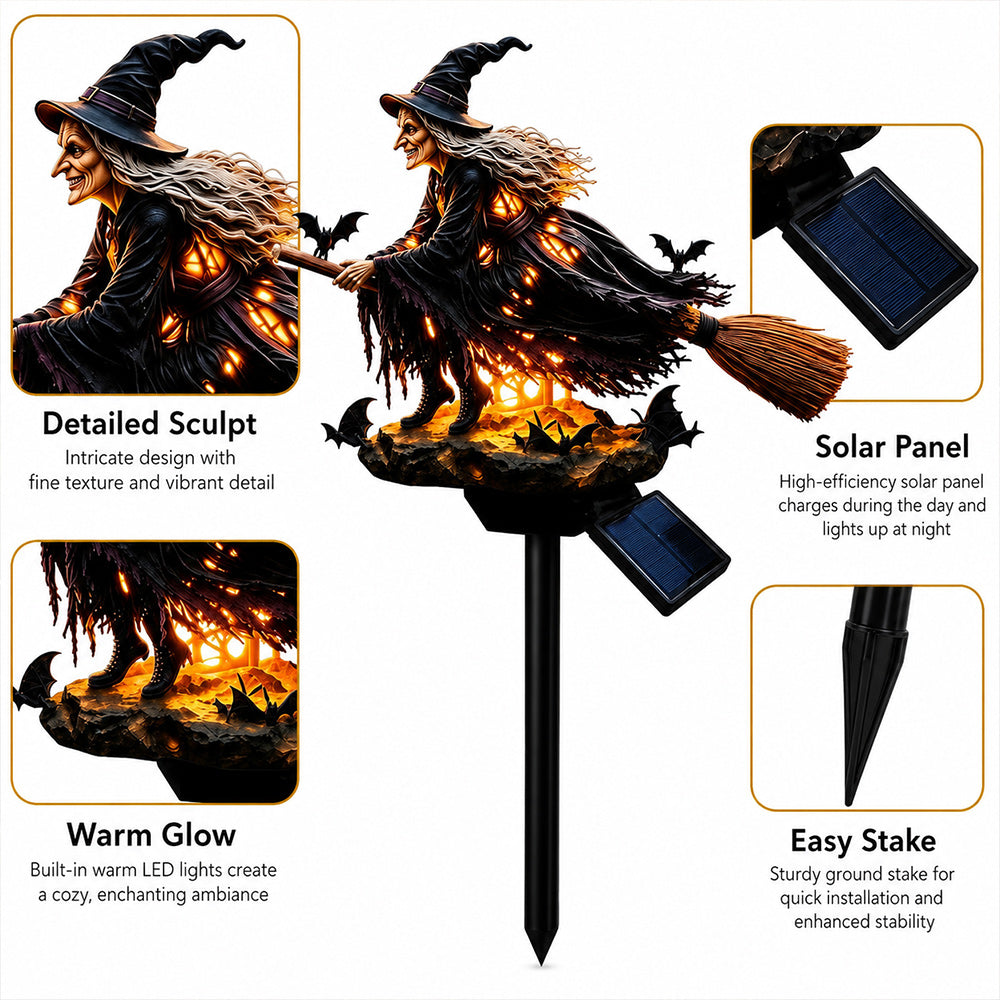 Halloween Witch Broom Solar Light
