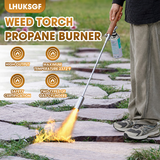 Adjustable Flame Propane Weed Torch with Non-Slip Wooden Handle