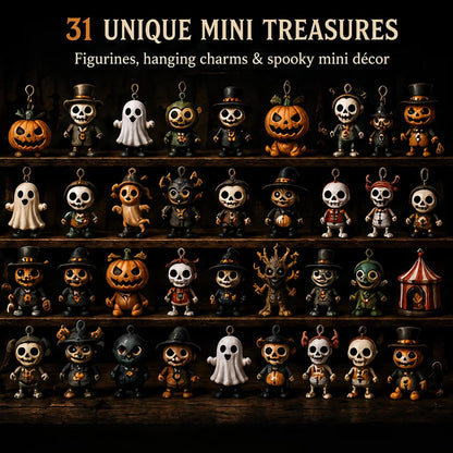 🎉🎃 Nights of Fright Halloween Countdown Box | Unique Mini Figurines, Hanging Charms & Spooky Collectibles 👻✨