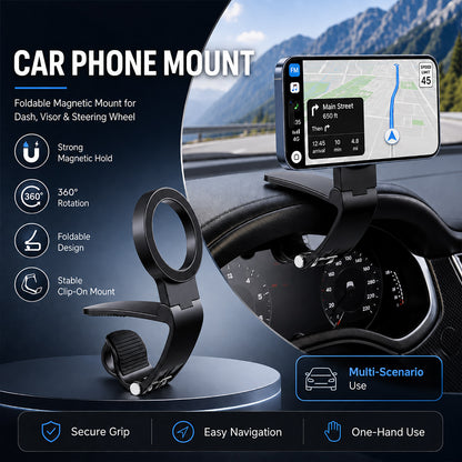 360° Adjustable Magnetic Folding Car Phone Mount