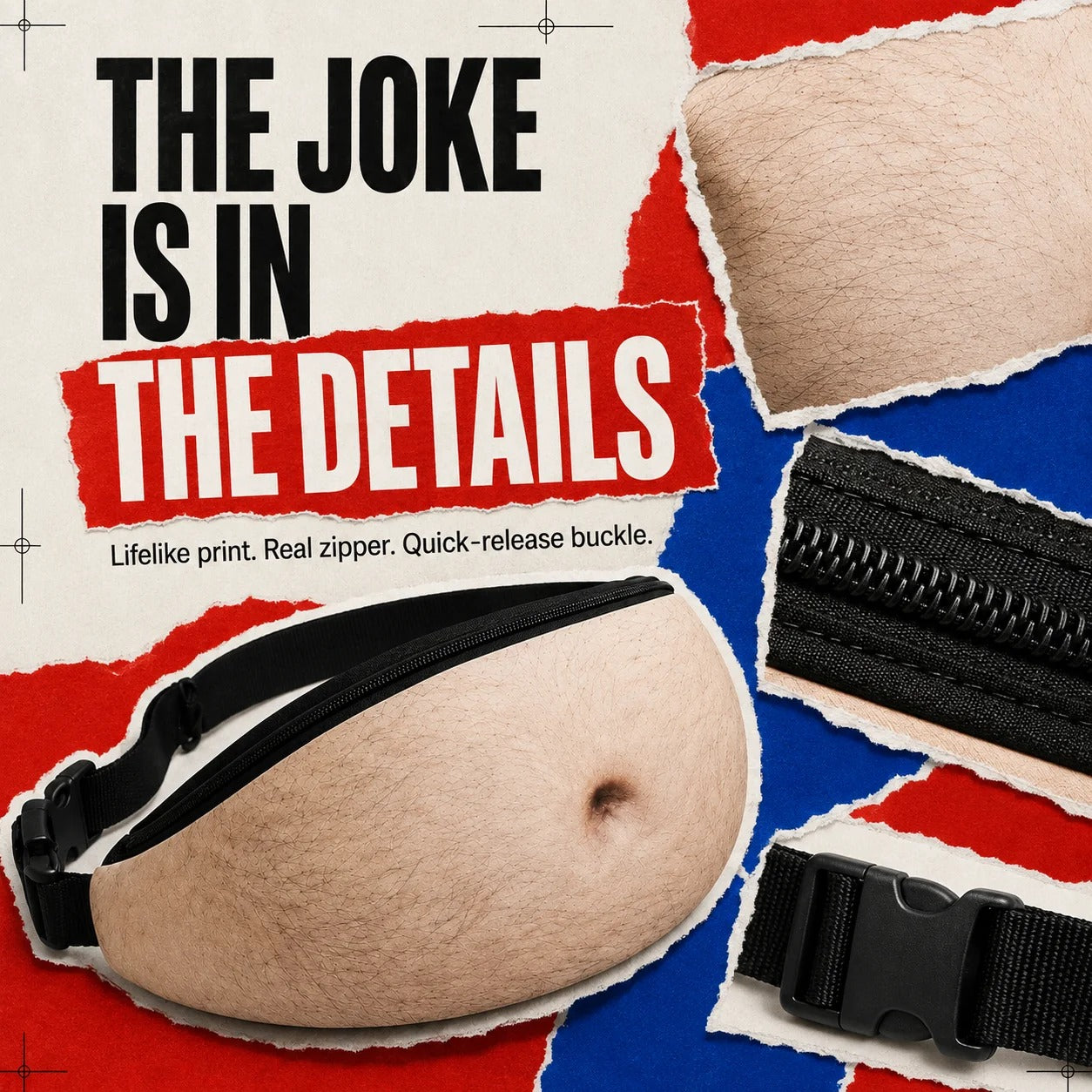 🎒Ultra-Realistic Beer Belly Fanny Pack - Funny Dad Bod Waist Bag
