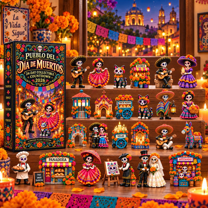 💀 Pueblo del Dia de Muertos 2026 – 24-Day Day of the Dead Collectible Countdown Calendar with 24 Unique Miniatures
