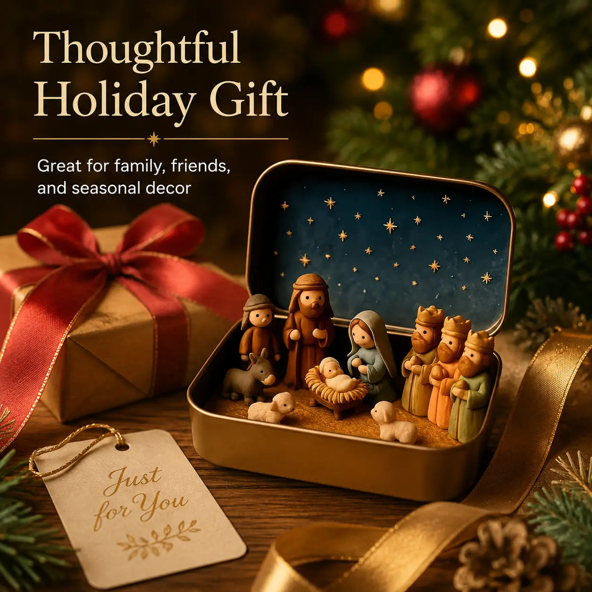 🙏 Pocket-Size Mini Nativity Scene Set – Hand-Painted Religious Christmas Decor 🎄✨