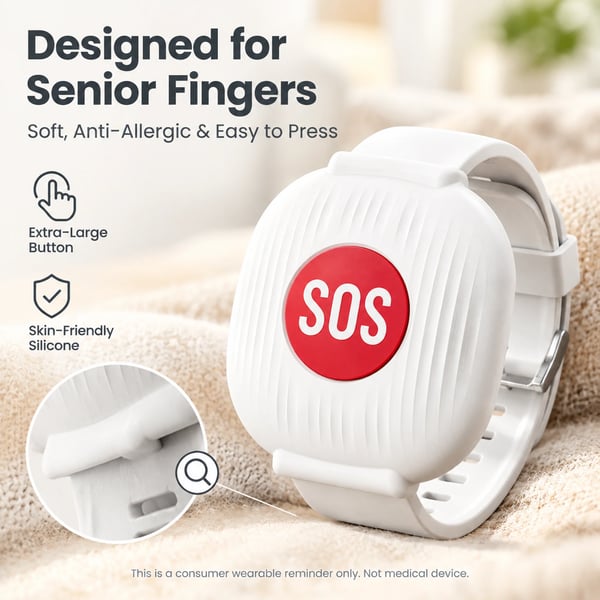 SOS Emergency Alert Wristband 🚨 | One-Touch Senior Fall Alarm Bracelet | No Monthly Fee