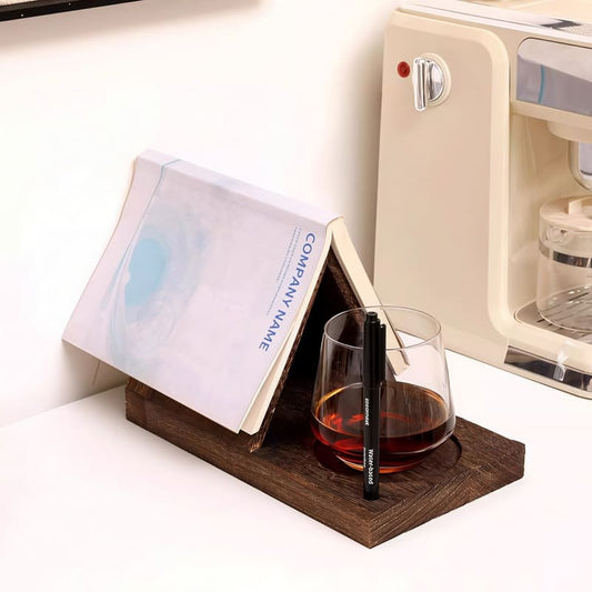 📖Reading Valet with Cup Holder, Wooden Triangle Book Page Holder