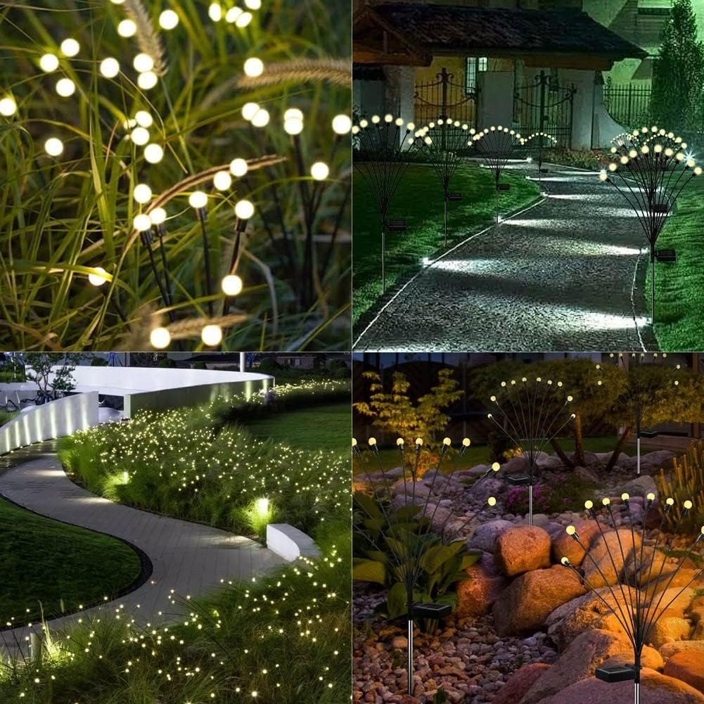 Solar Firefly Garden Lights  LED Flickering Firefly Glow Solar Pathway Lights for Yard, Patio & Landscape Decor