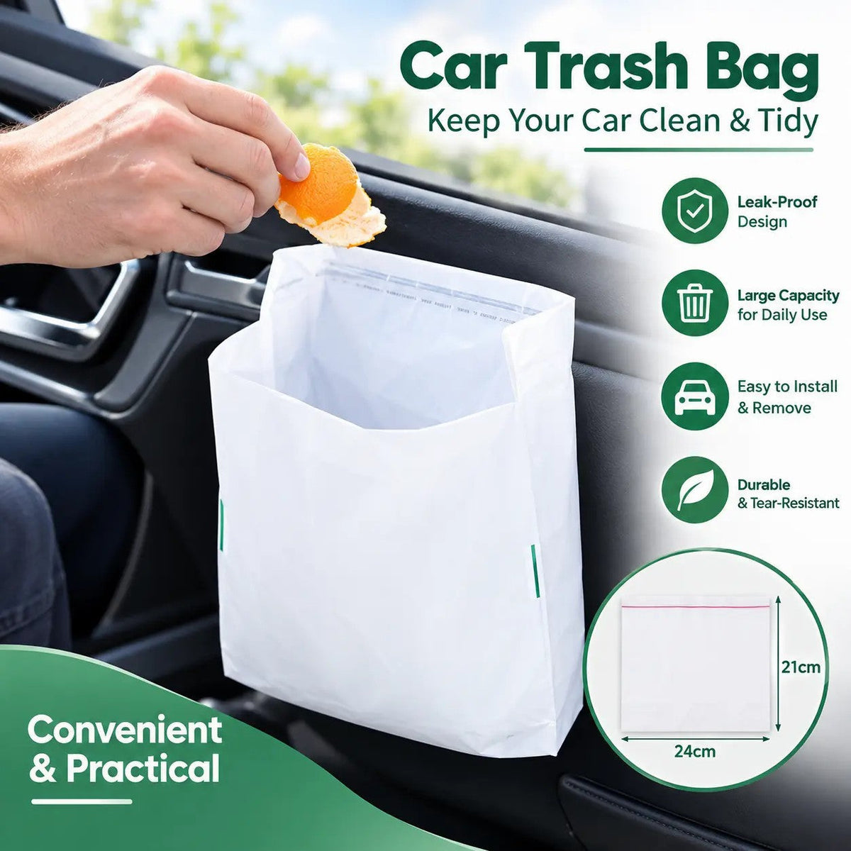 🚗 20-Pack Car Trash Bags – Self-Adhesive Disposable Waste Bags 🗑️