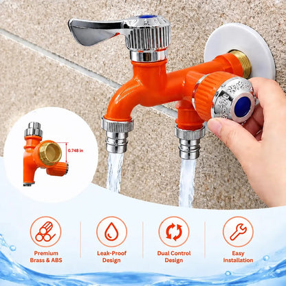 🚰 Dual-Outlet Washing Machine Faucet – 1-In-2-Out Water Splitter
