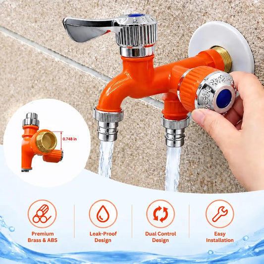 🚰 Dual-Outlet Washing Machine Faucet – 1-In-2-Out Water Splitter