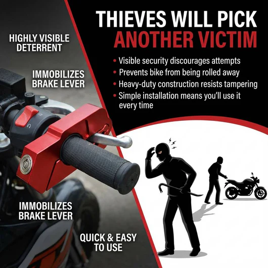🏍️🔒 Motorcycle Handlebar Brake Lock – Heavy-Duty Aluminum Alloy Anti-Theft Security Clamp with Keys