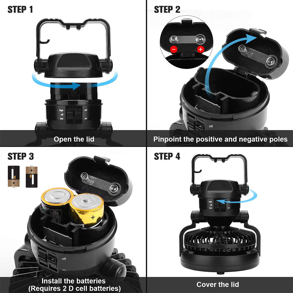 Portable LED Camping Lantern with Ceiling Fan